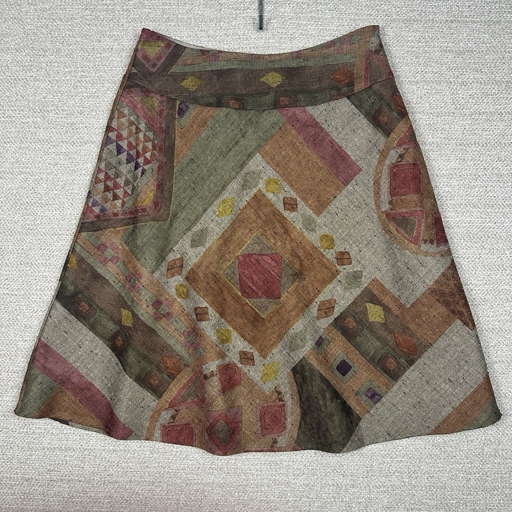 Coldwater Creek Skirt S 4-6 Twill Woven Southwest Western Geo Fairy Yellowstone‎